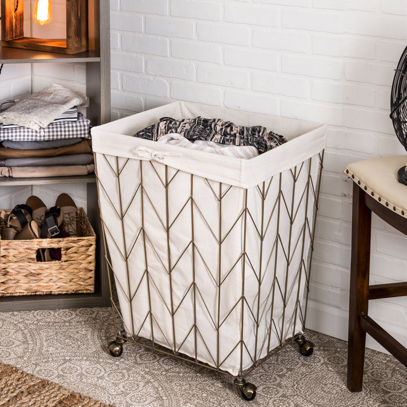 Mistana Coastal Decorative Rolling Laundry Hamper & Reviews Wayfair